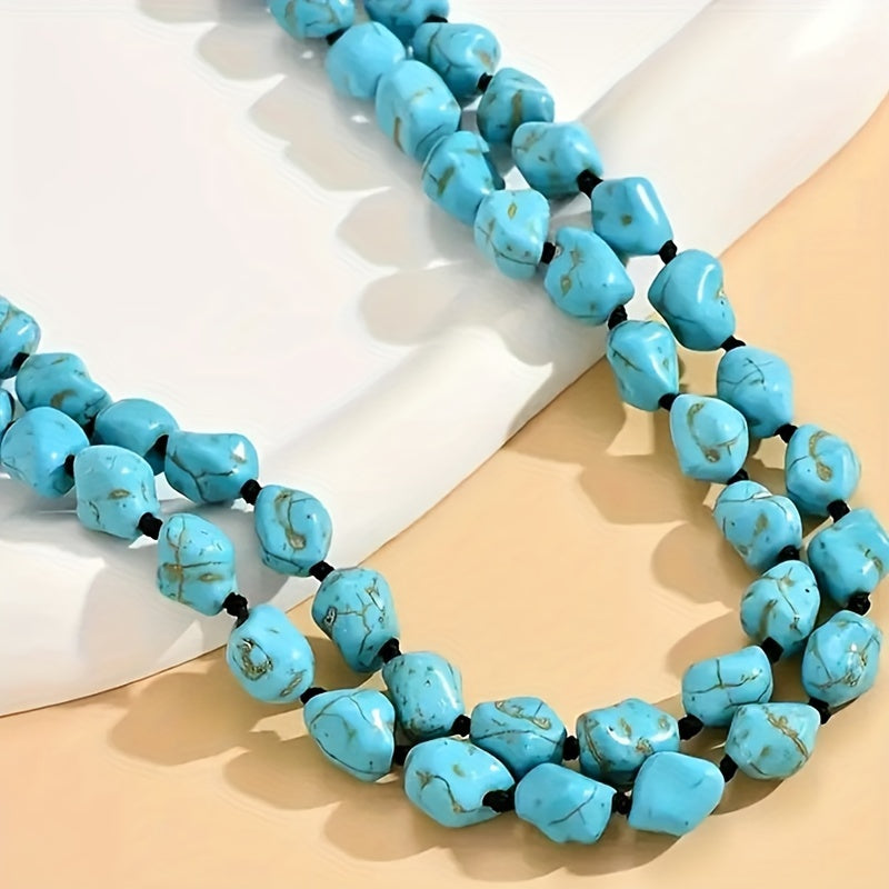 Sara — Turquoise & Natural Stone Double-Layer Bohemian Necklace