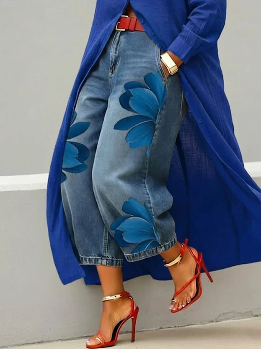 Ailinn Breathable Linen Shirt Dress & Floral Denim Set