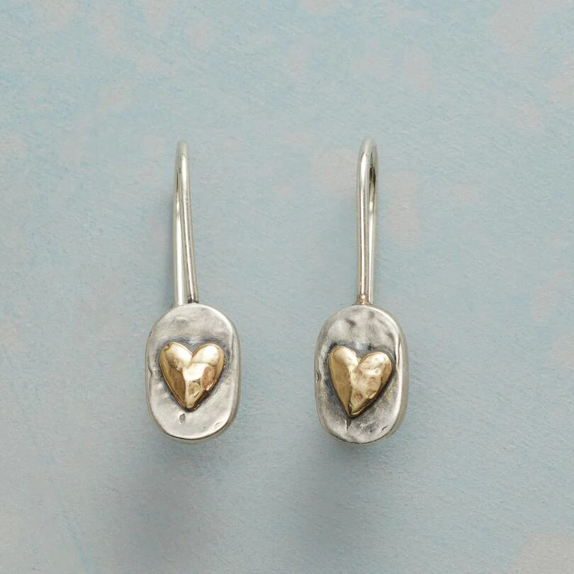 Heart-Motif Two-Tone Earrings