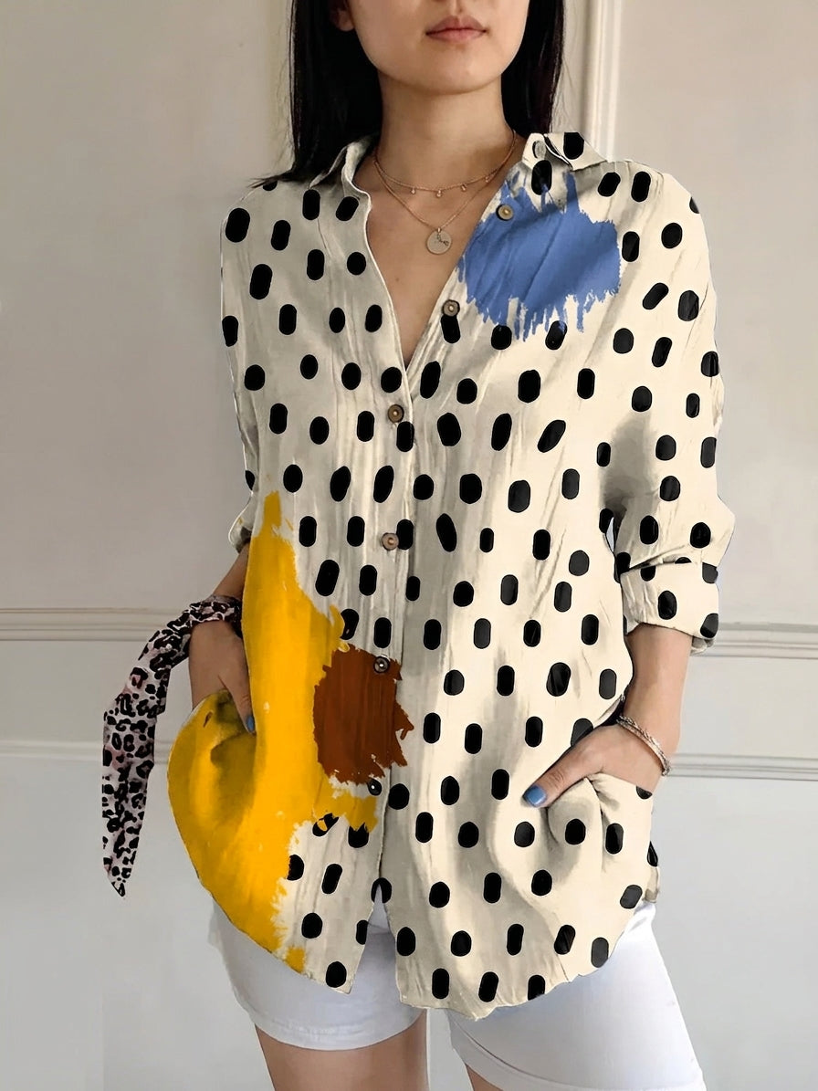 French Vintage-Style Floral Blouse