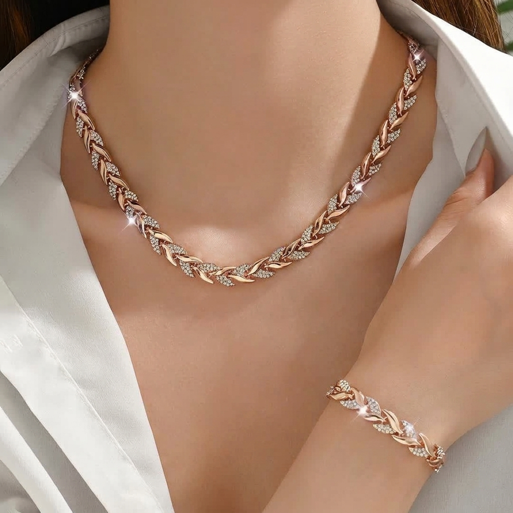 Rose Handcrafted Fishtail Pendant Necklace Set