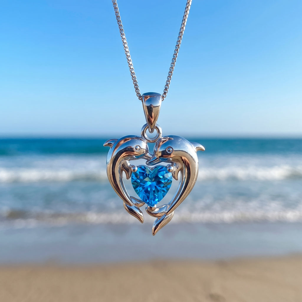 Umia — Dolphin Love Blue Heart Necklace