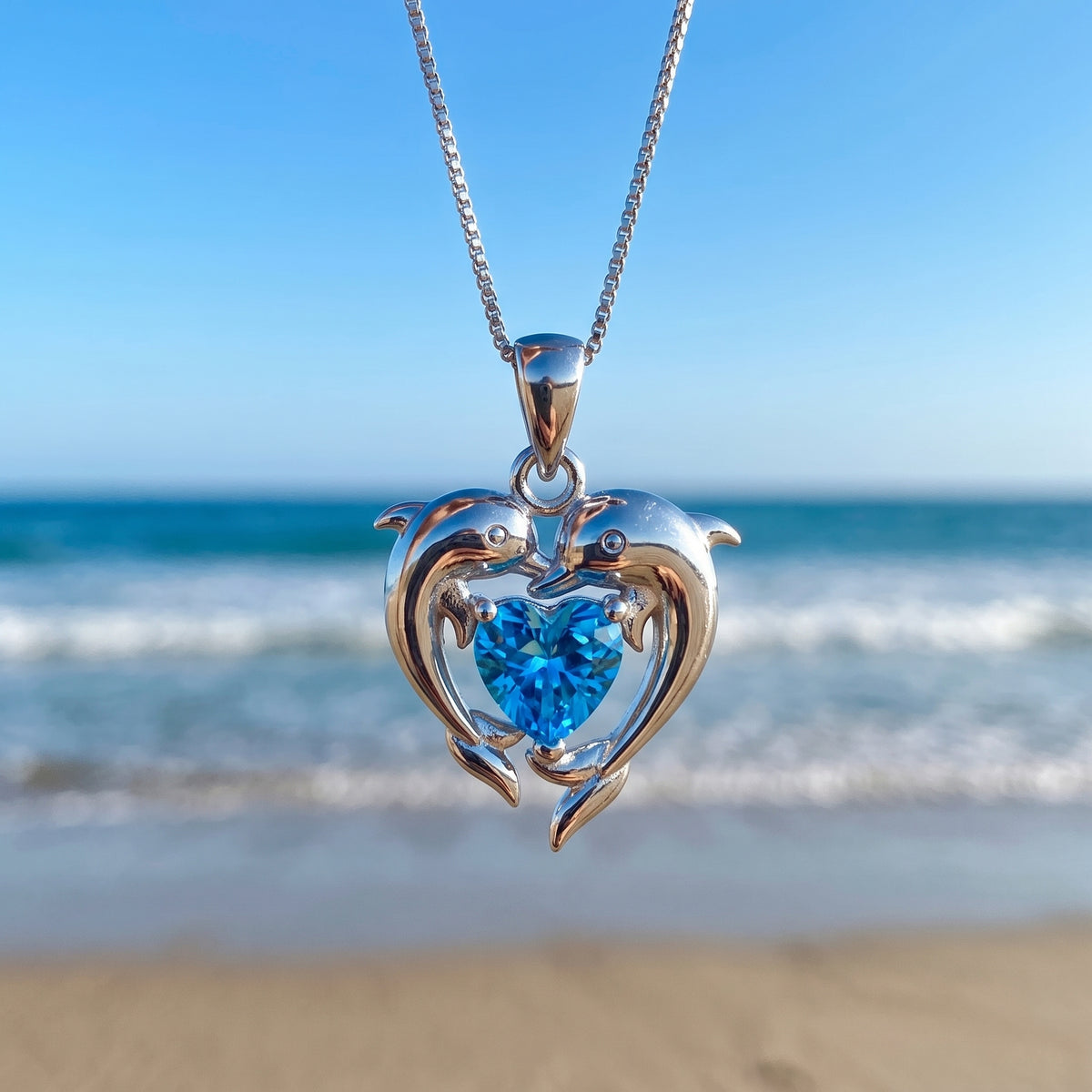 Umia — Dolphin Love Blue Heart Necklace